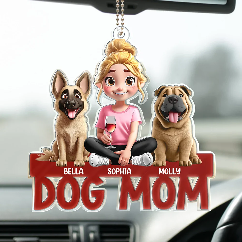 Dog Mom Dog Dad - Personalized Acrylic Car Hanger - Image 2