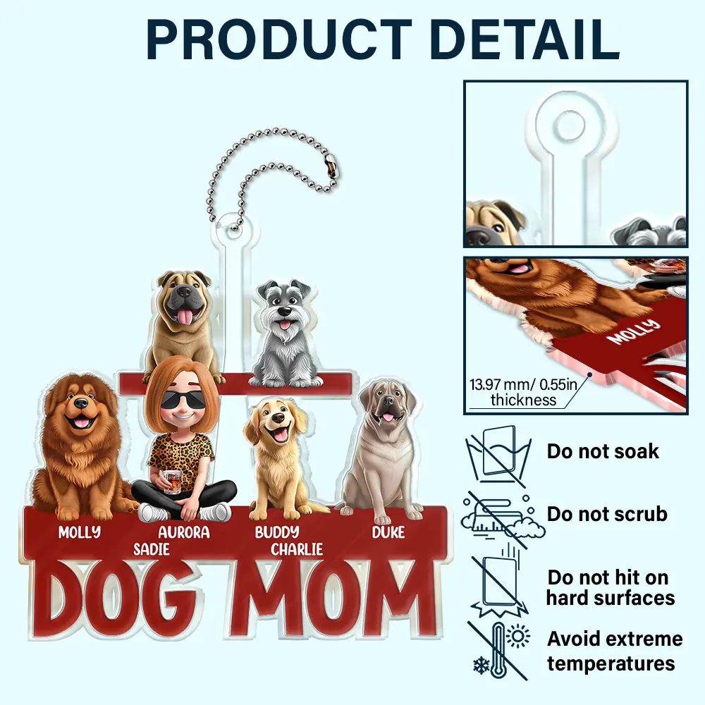 Dog Mom Dog Dad - Personalized Acrylic Car Hanger - Image 6