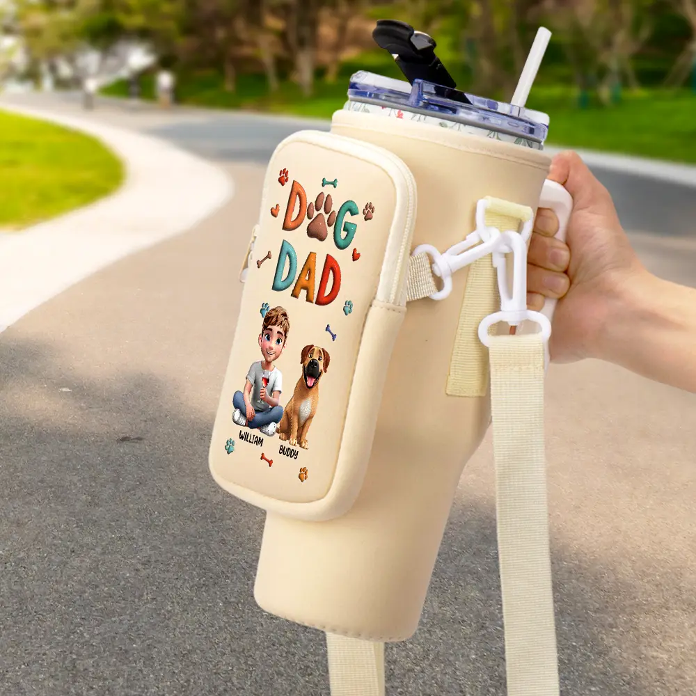 Dog Mom Dog Dad - Personalized Bottle Carrier Bag - Image 2