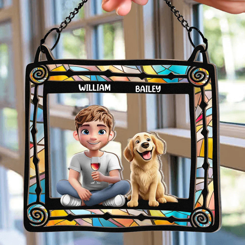 Dog Mom Dog Dad - Personalized Window Hanging Suncatcher Ornament - Image 2