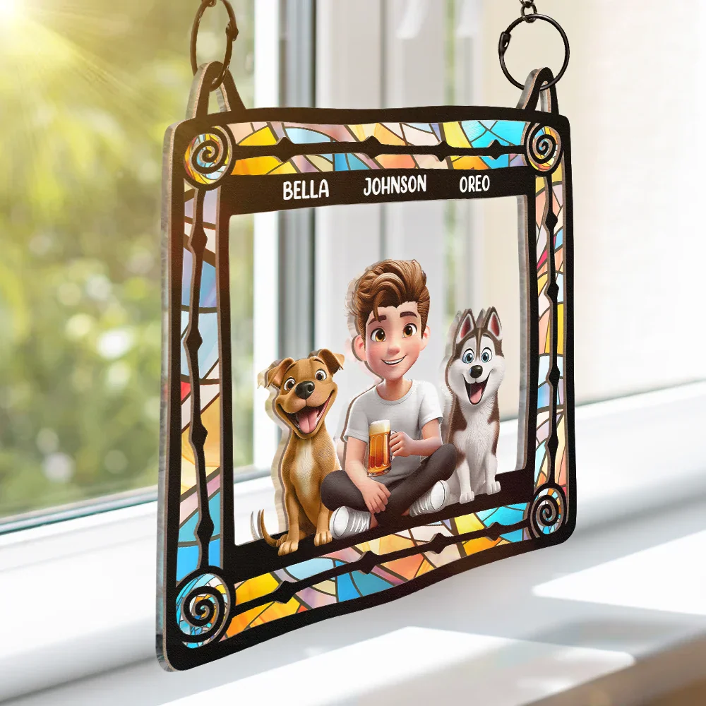 Dog Mom Dog Dad - Personalized Window Hanging Suncatcher Ornament - Image 3