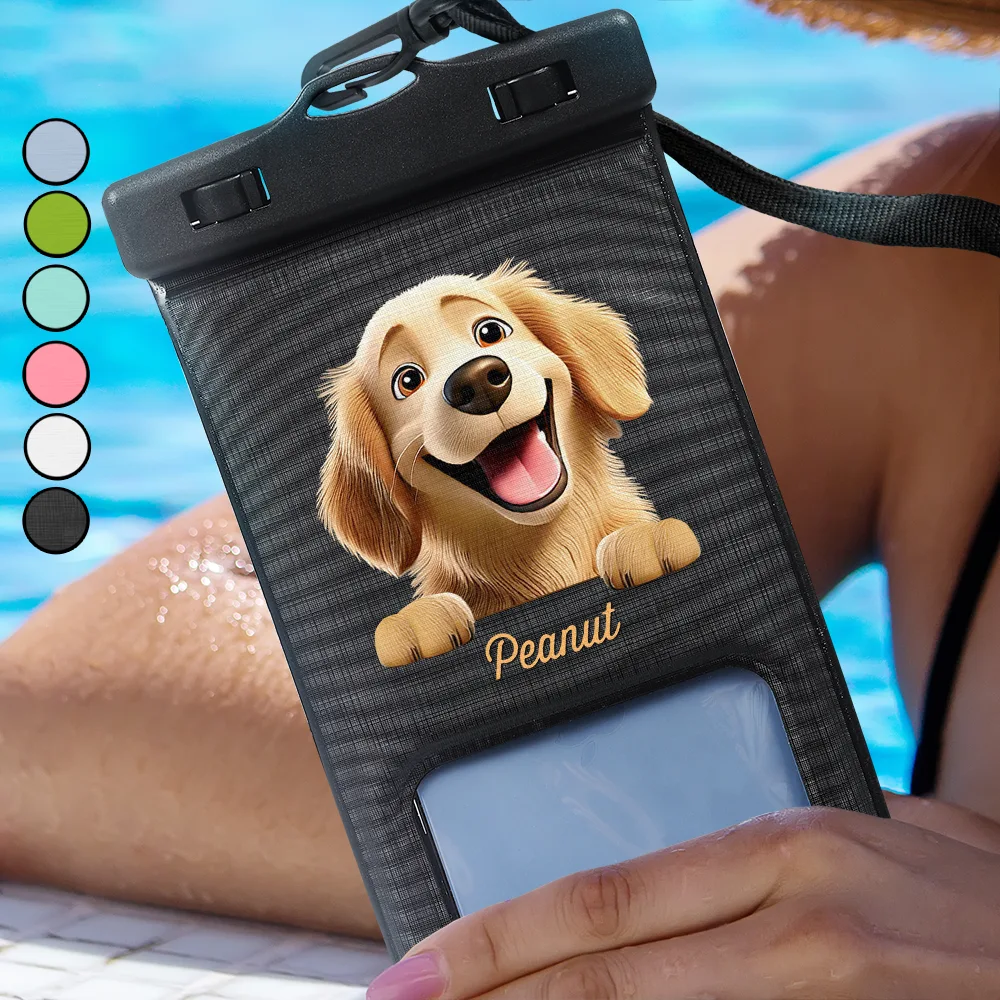 Dog Mom Dog Dad Pet Lover Beach And Pool - Personalized Waterproof Phone Pouch
