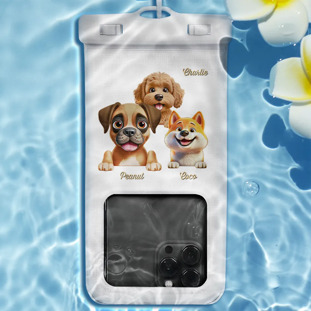 Dog Mom Dog Dad Pet Lover Beach And Pool - Personalized Waterproof Phone Pouch - Image 2