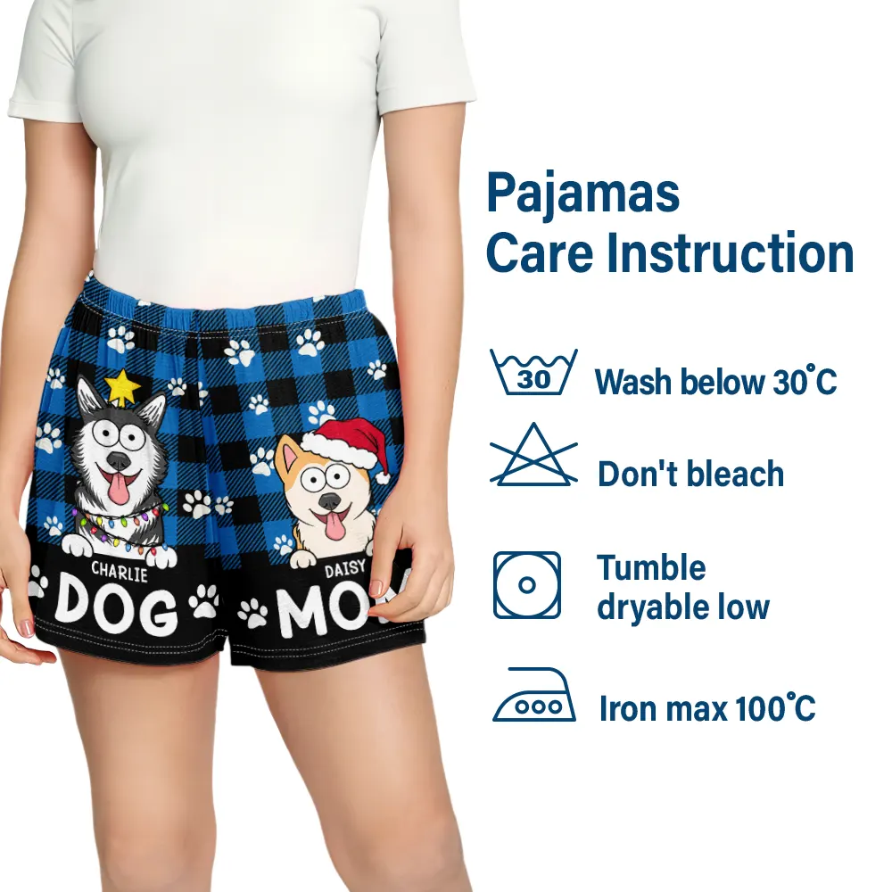Dog Mom Dog Dad Plaid Pattern - Personalized Pajama Shorts - Image 6
