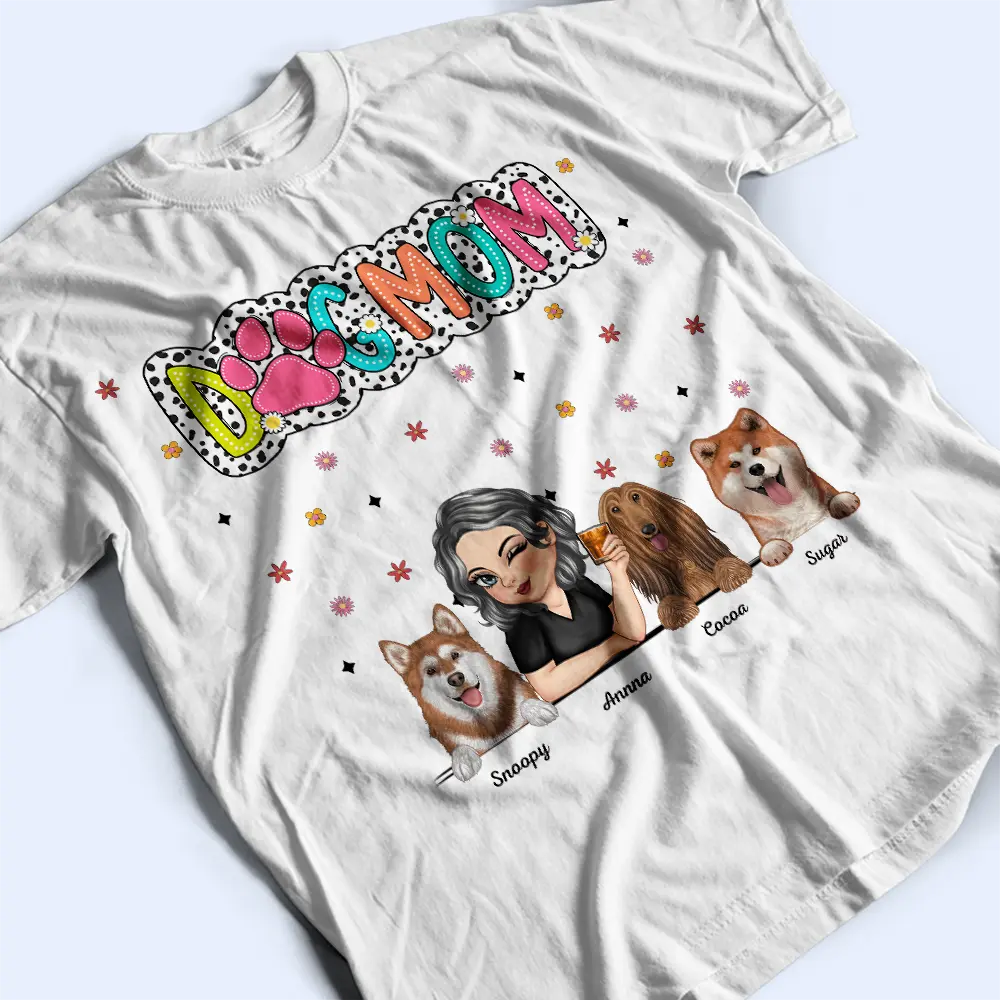 Dog Mom Dog Mum Dalmatian Dots - Personalized T Shirt - Image 3