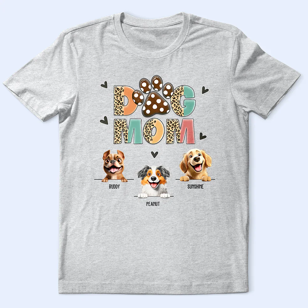 Dog Mom Leopard 3D Effect - Personalized T Shirt