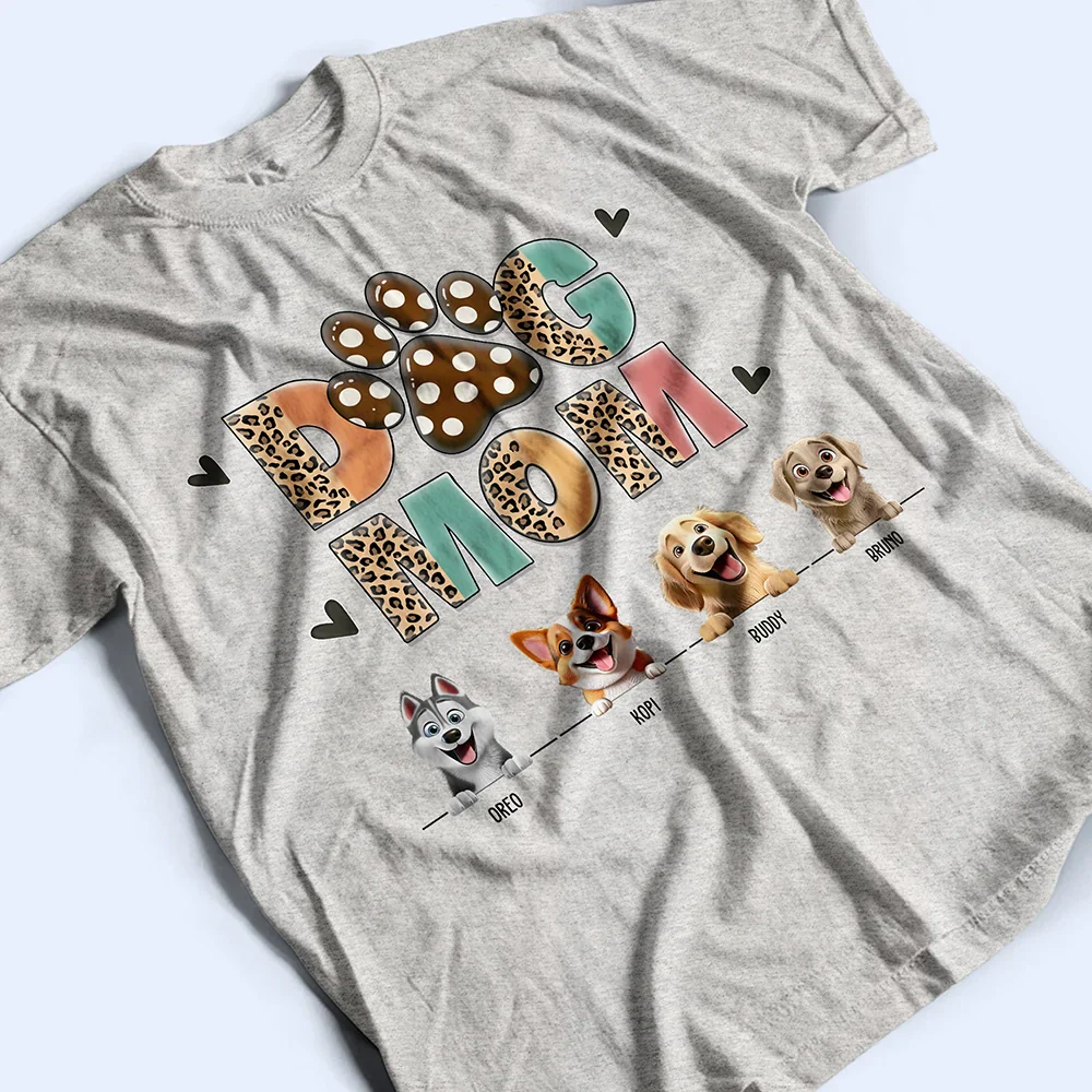 Dog Mom Leopard 3D Effect - Personalized T Shirt - Image 3