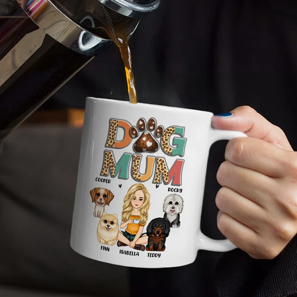 Dog Mom Leopard - Personalized Mug - Image 5