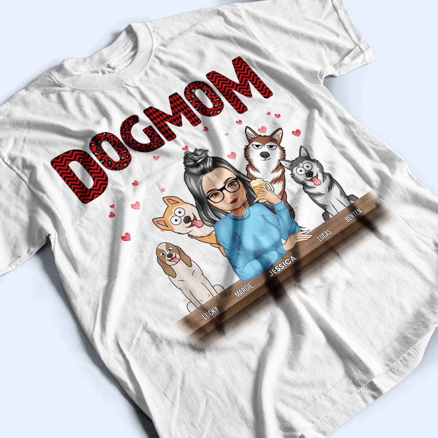 Dog Mom Red Pattern - Gift For Dog Lovers - Personalized Sweatshirt - Image 3