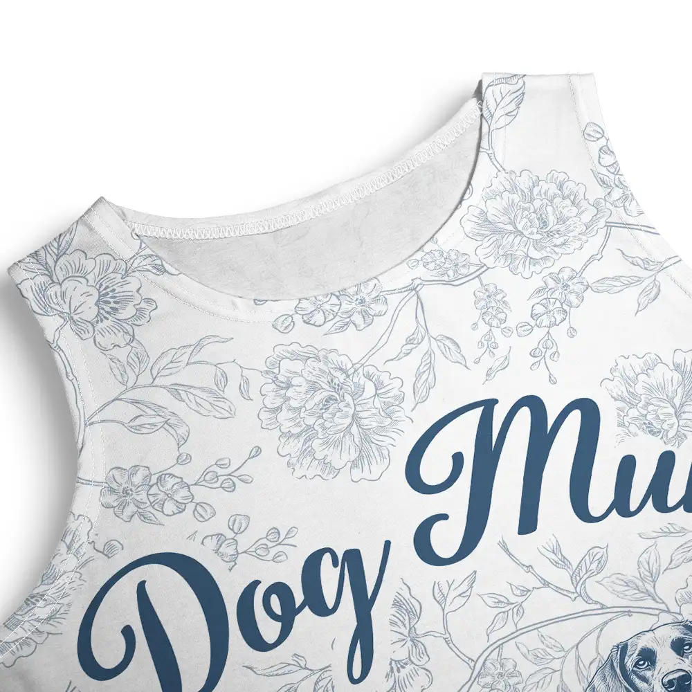 Dog Mom Toile De Jouy Style - Personalized Sleeveless Tank Dress - Image 5