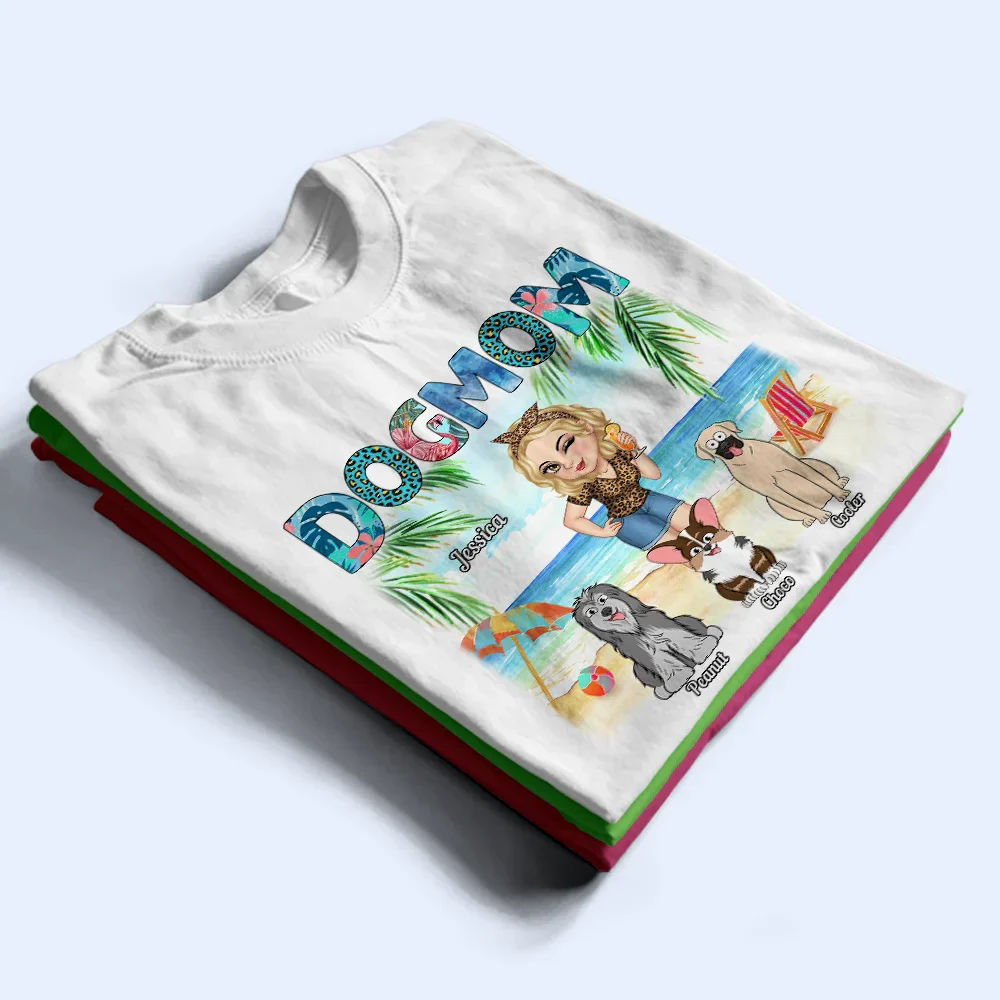 Dog Mom Tropical Beach Sea Ocean - Personalized T Shirt - Image 2