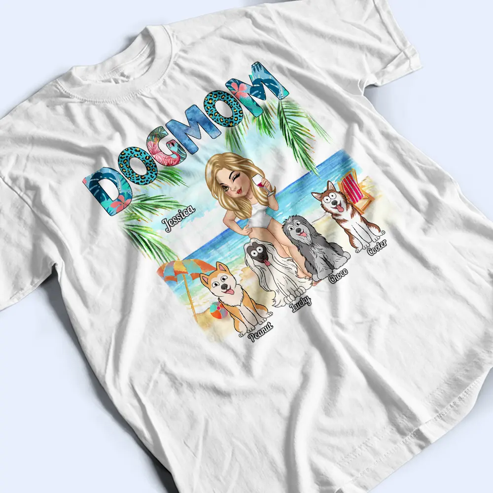 Dog Mom Tropical Beach Sea Ocean - Personalized T Shirt - Image 3