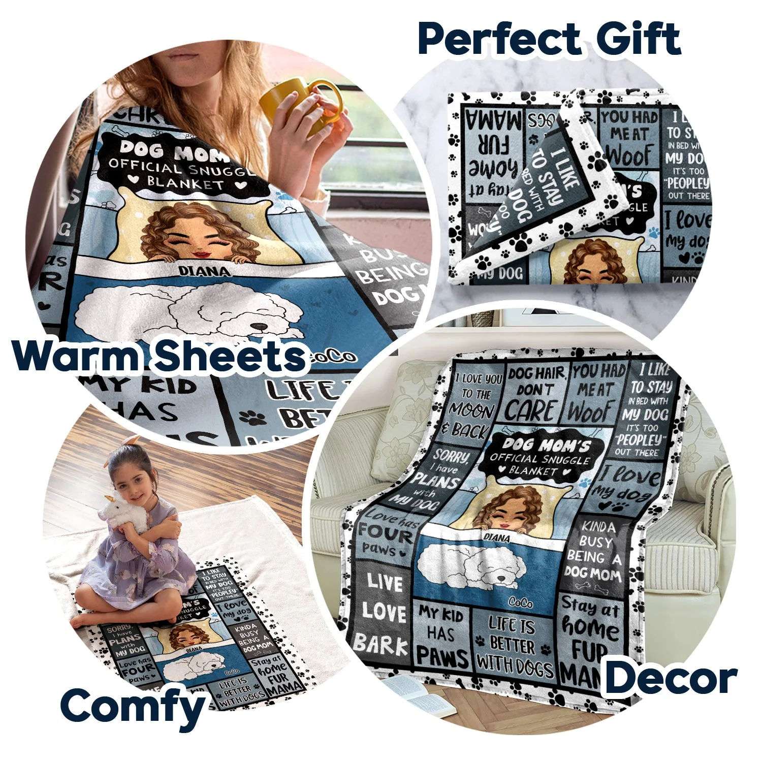 Dog Mom's Official Snuggle Blanket - Gift For Dog Lovers - Personalized Fleece Blanket - Image 5
