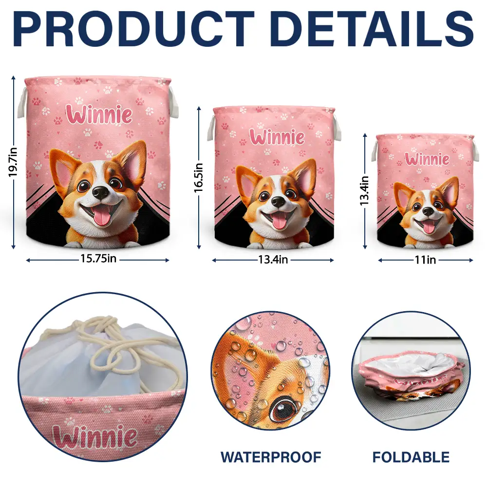 Dog Toys - Personalized Laundry Basket, Storage Basket - Image 5