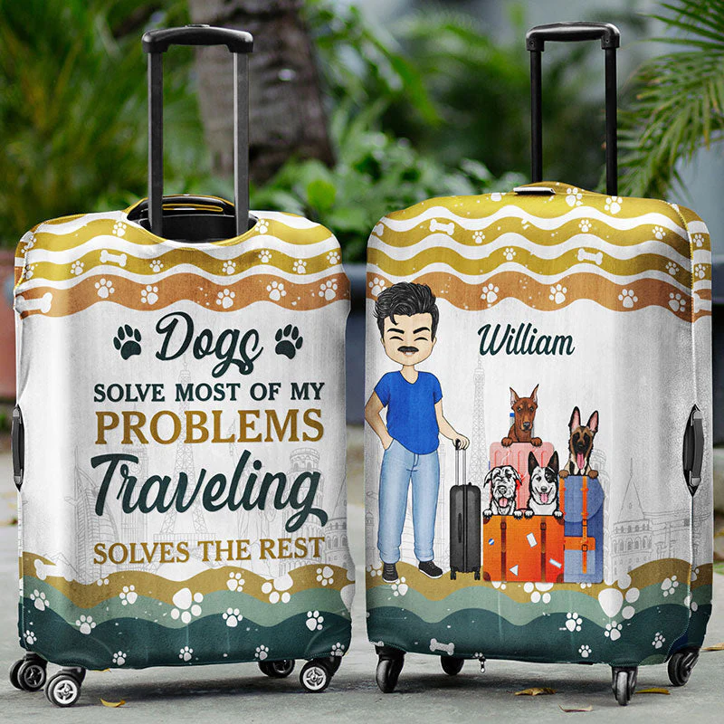 Dog Traveling Solves The Rest - Gift For Travel Lovers - Personalized Custom Luggage Cover - Image 2