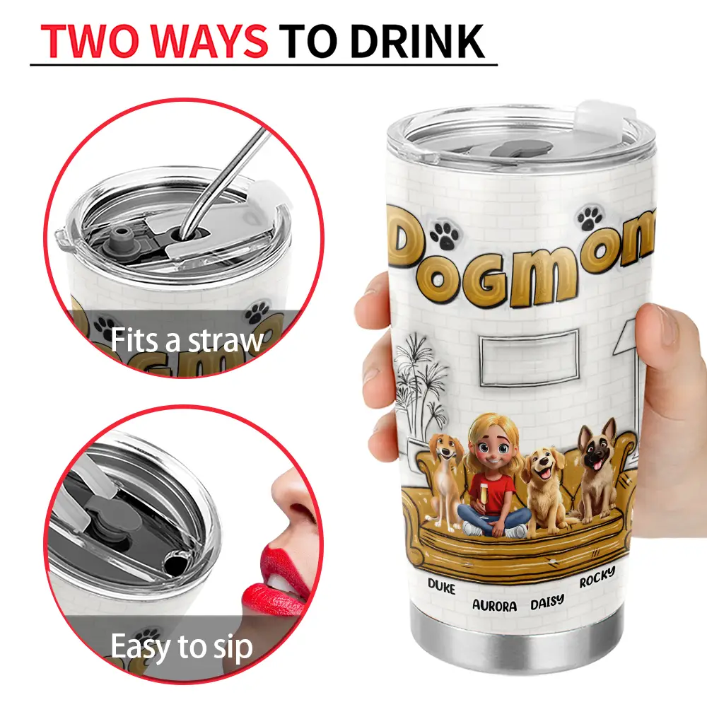 Dog Treat Dealer - 3D Inflated Effect Printed Tumbler, Personalized Tumbler - Image 4