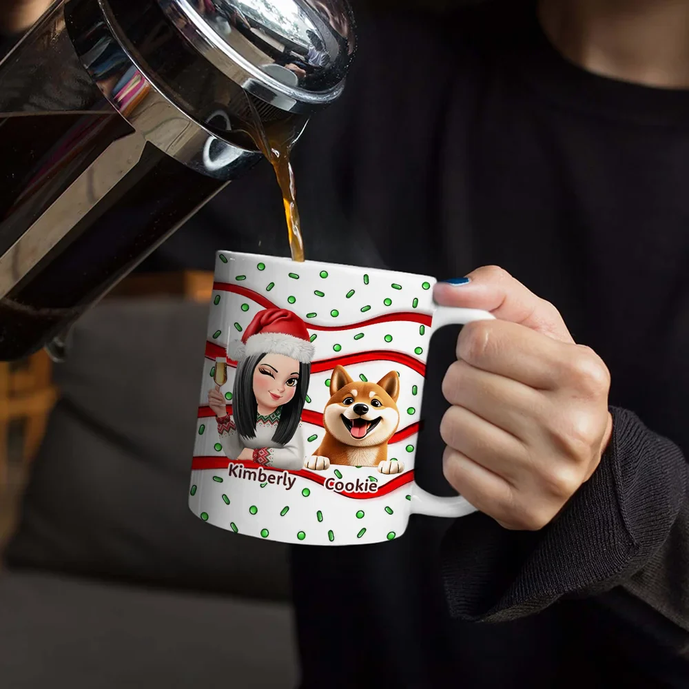 Dog Walker In Home Pet Care Funny - 3D Inflated Effect Printed Mug, Personalized White Edge-to-Edge Mug - Image 4