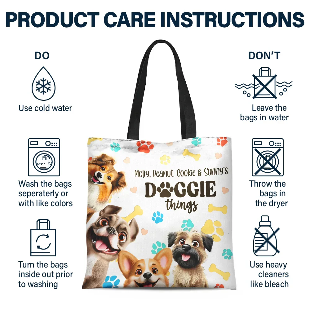 Doggie Things 3D Effect Dogs - Personalized Tote Bag - Image 6