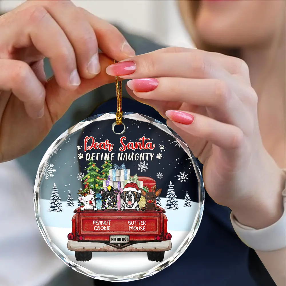 Dogs Cats Have Yourself A Furry Little Christmas - Personalized Circle Glass Ornament - Image 4