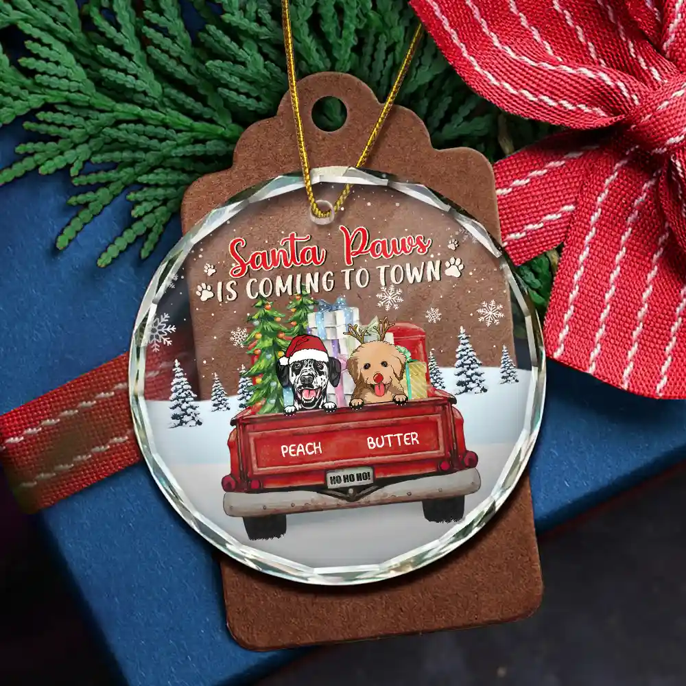 Dogs Cats Have Yourself A Furry Little Christmas - Personalized Circle Glass Ornament - Image 5