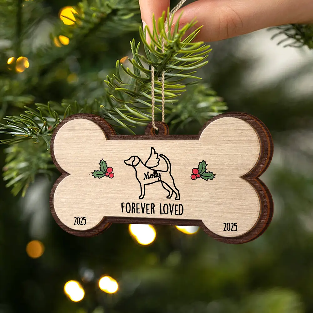 Dog's First Christmas In My Forever Home - Personalized 2-Layered Wooden Ornament - Image 2