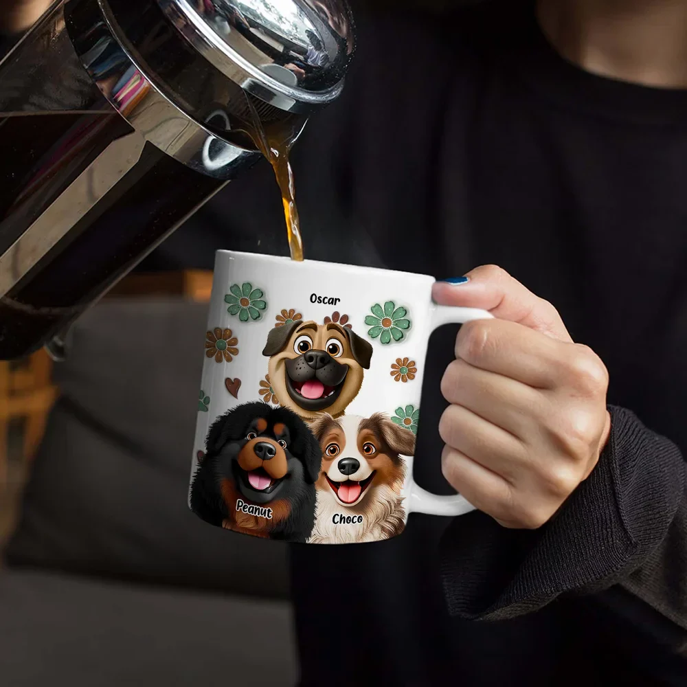 Dogs Make Everything Better - 3D Inflated Effect Printed Mug, Personalized White Edge-to-Edge Mug - Image 4