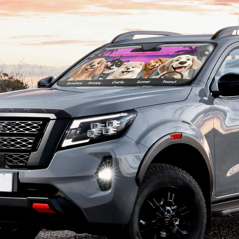 Dog's Trip 3D Cartoon Effect - Personalized Auto Sunshade - Image 3