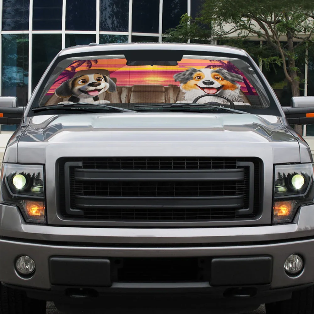 Dog's Trip 3D Cartoon Effect - Personalized Auto Sunshade - Image 5