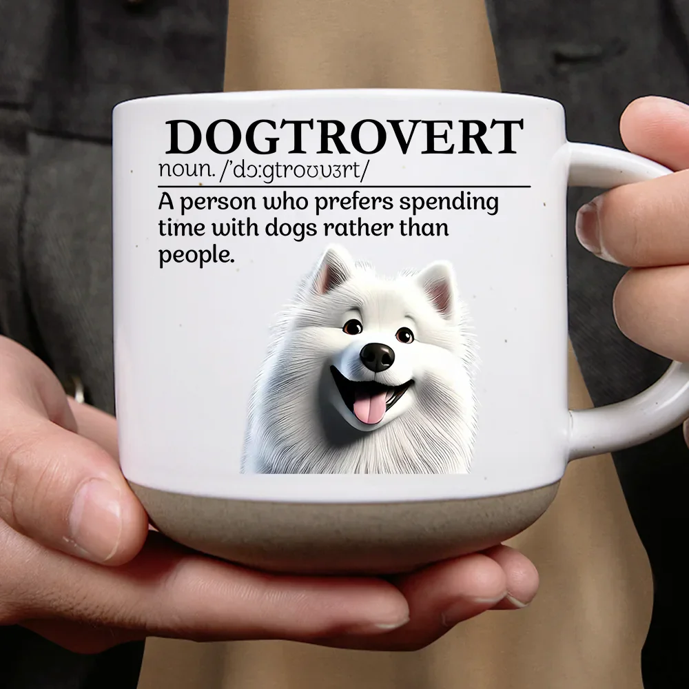 Dogtrovert Who Prefers Spending Time With Dogs - Personalized Pottery Mug - Image 4
