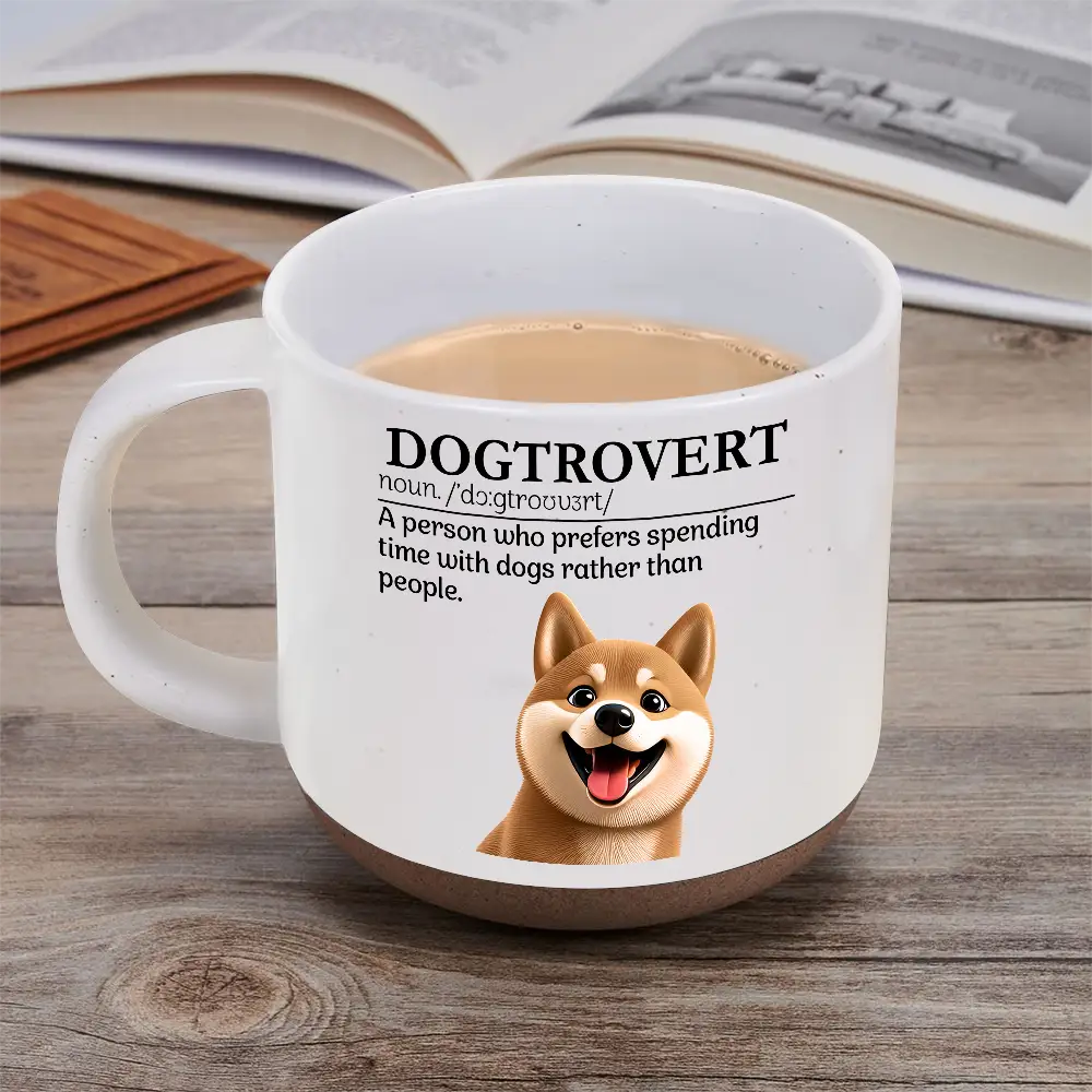 Dogtrovert Who Prefers Spending Time With Dogs - Personalized Pottery Mug - Image 5