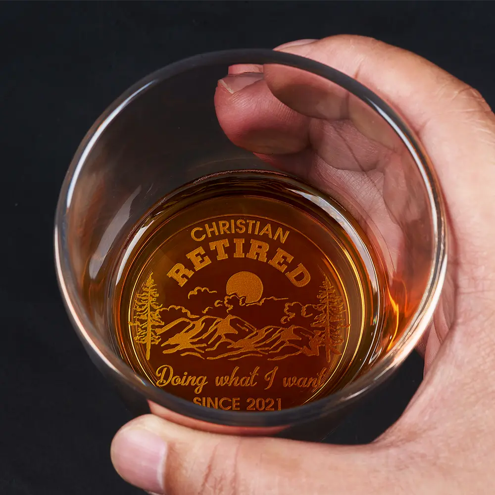 Doing What I Want Since Retirement - Personalized Engraved Whiskey Glass - Image 2