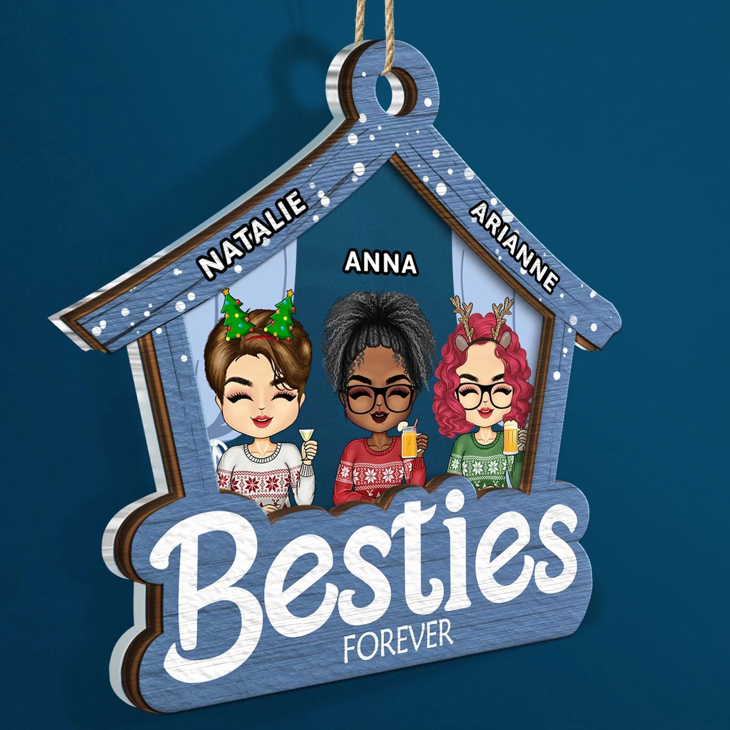 Doll House Chibi Girls - Christmas Gift For Bestie, Sister - Personalized 2-Layered Mix Ornament - Image 2