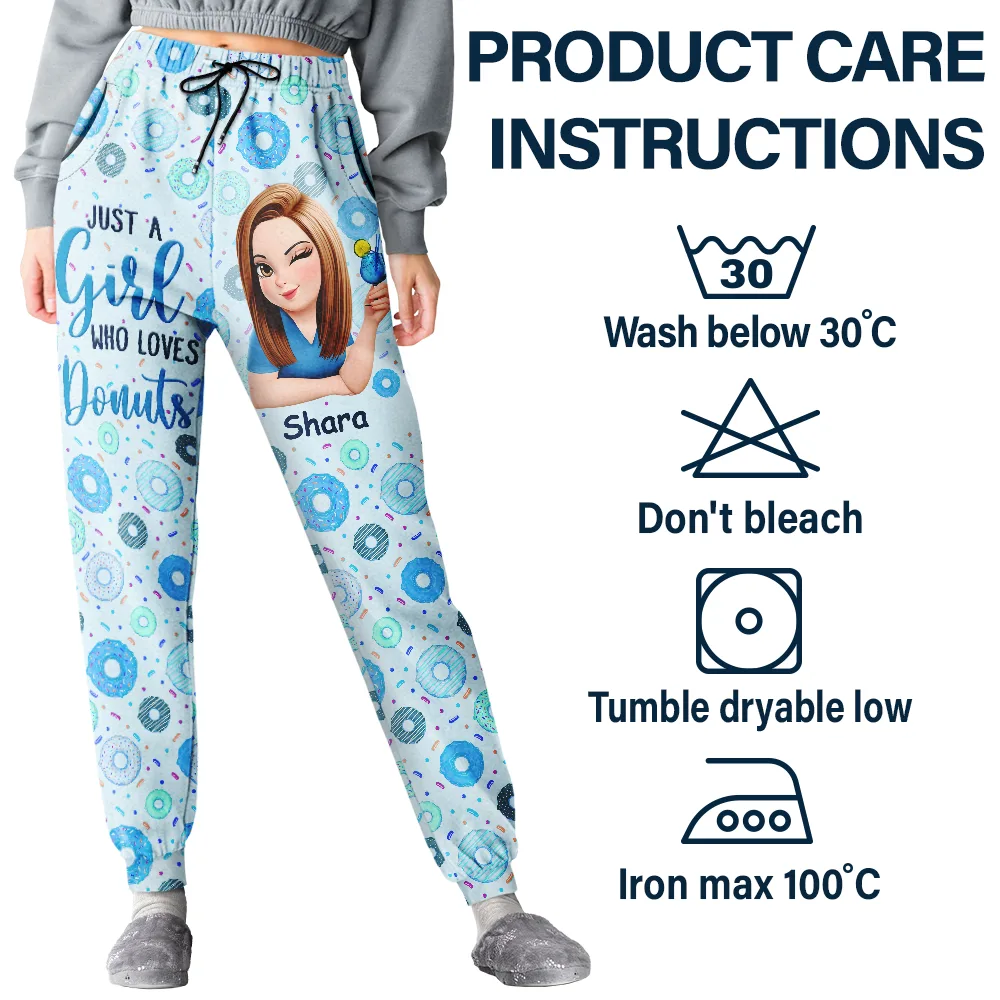 Donut Mess With Me 3D Effect Turban Woman - Personalized Pajama Pants - Image 5