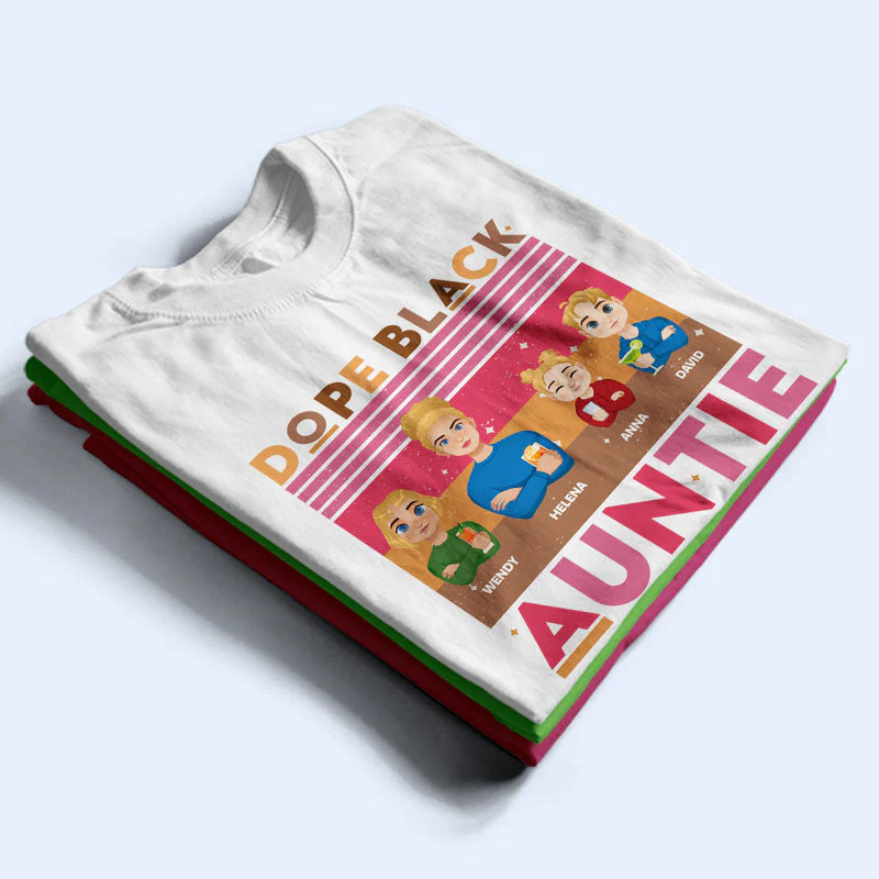Dope Black Auntie Hot Pink Retro - Personalized T Shirt - Image 2