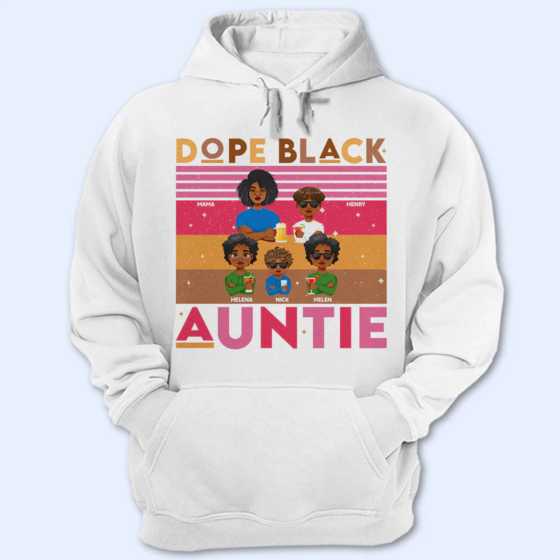 Dope Black Auntie Hot Pink Retro - Personalized T Shirt - Image 4