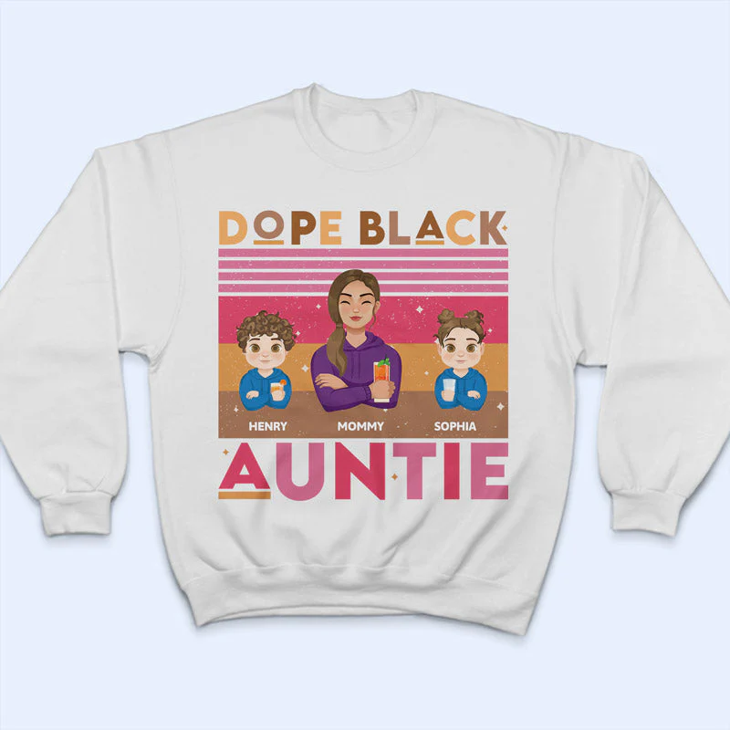 Dope Black Auntie Hot Pink Retro - Personalized T Shirt - Image 5