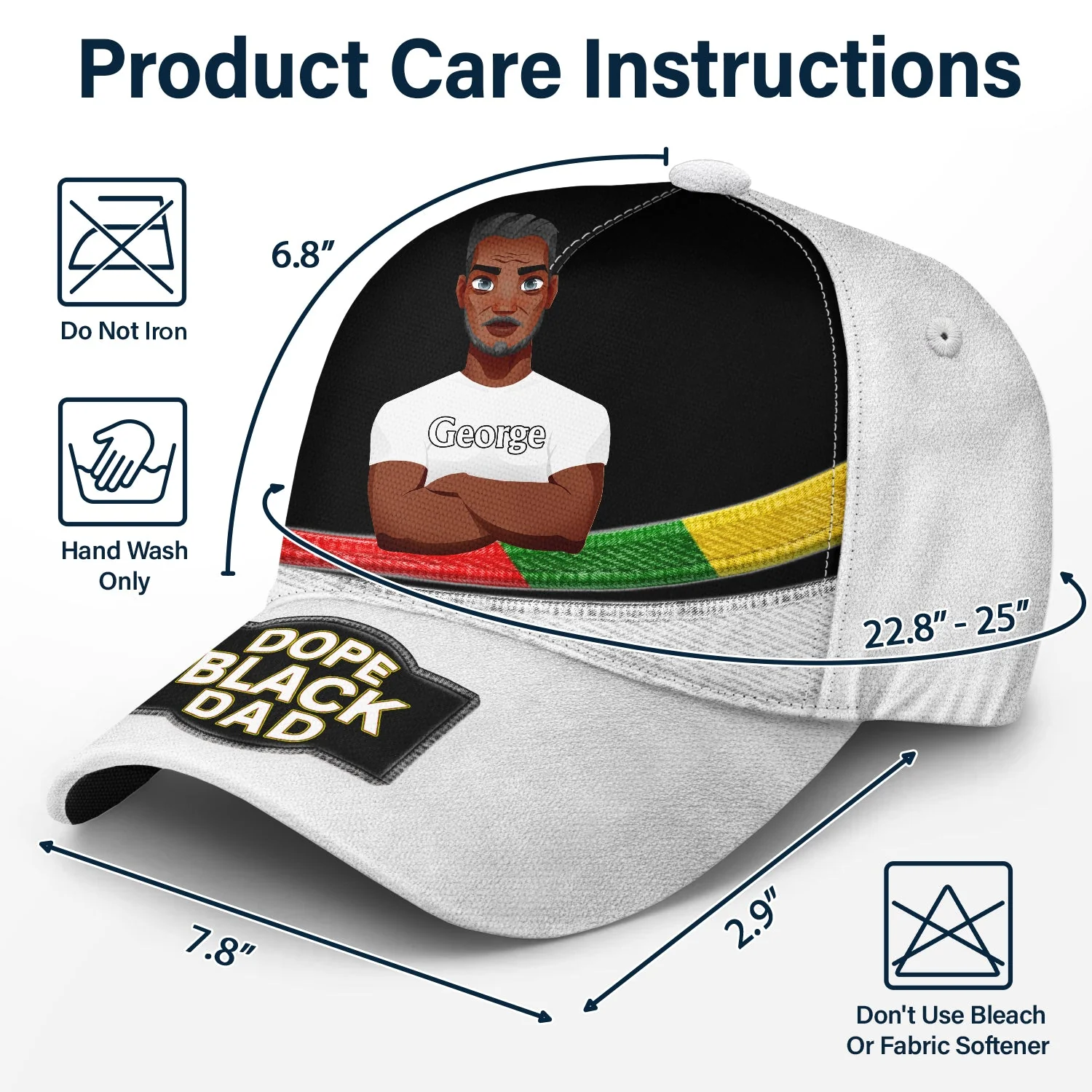 Dope Black Dad Best Dad Ever - Gift For Dads, Grandpas, Daughters, Sons - Personalized Classic Cap - Image 6