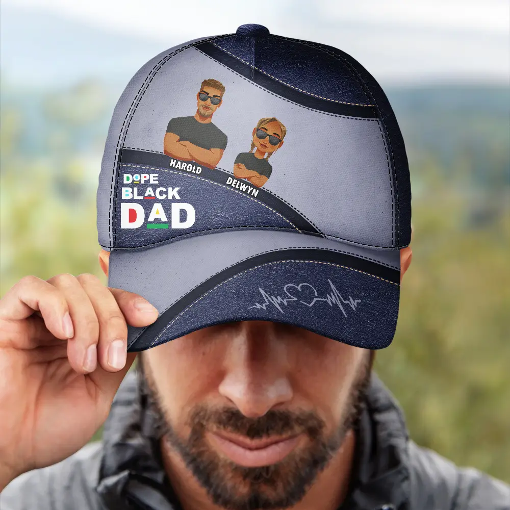 Dope Black Dad Best Dad Ever - Personalized Classic Cap - Image 4