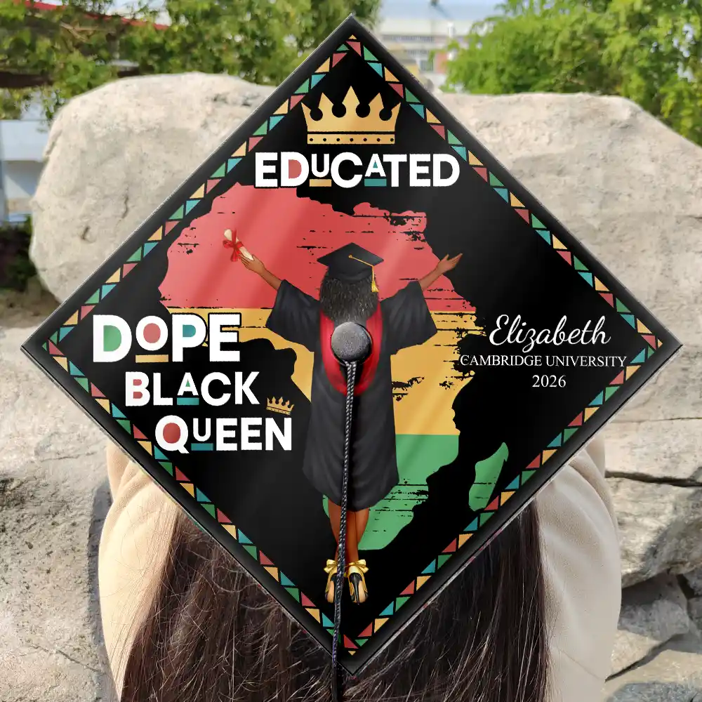 Dope Black King Queen - Personalised Graduation Cap Topper - Image 3