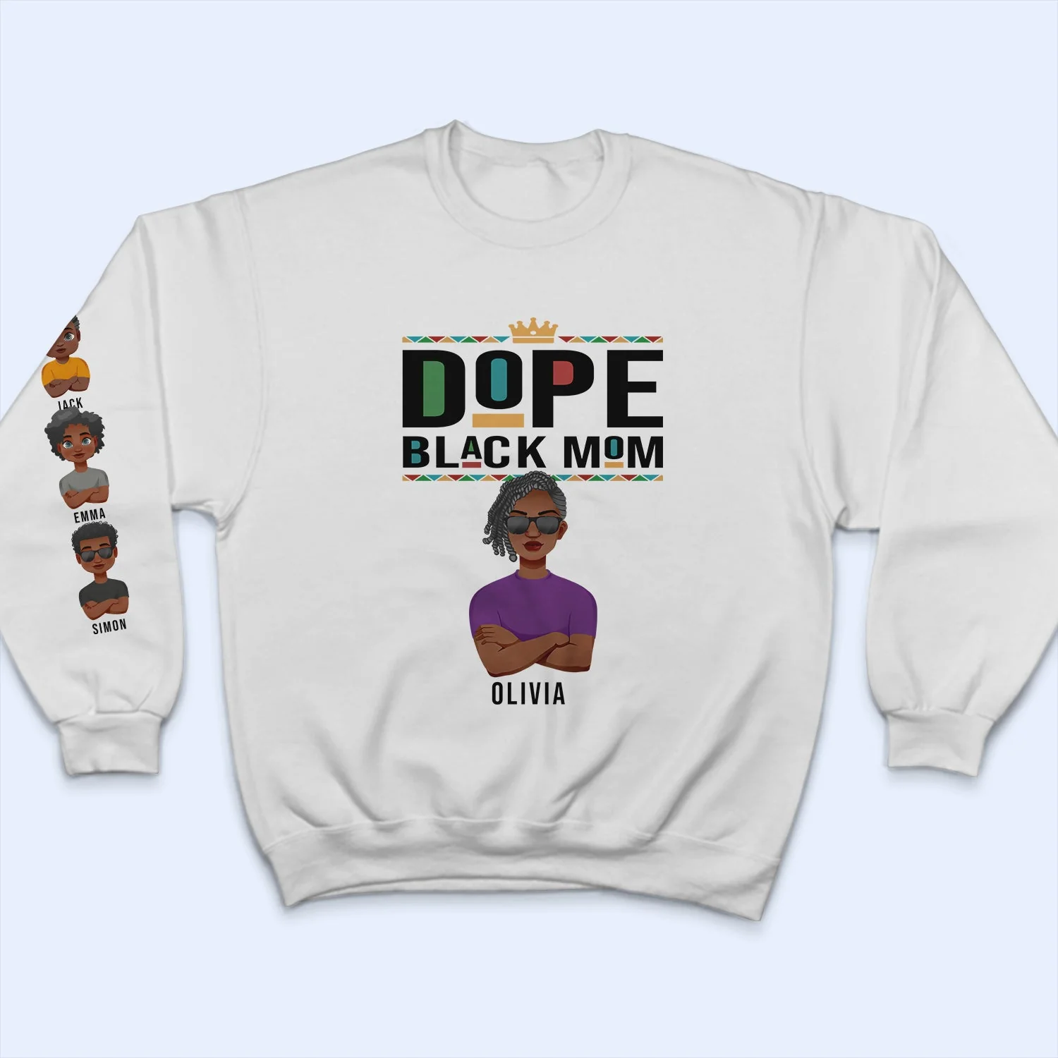 Dope Black Mom - Gift For Black Mom - Personalized Unisex Sweatshirt With Design On Sleeve - Image 3
