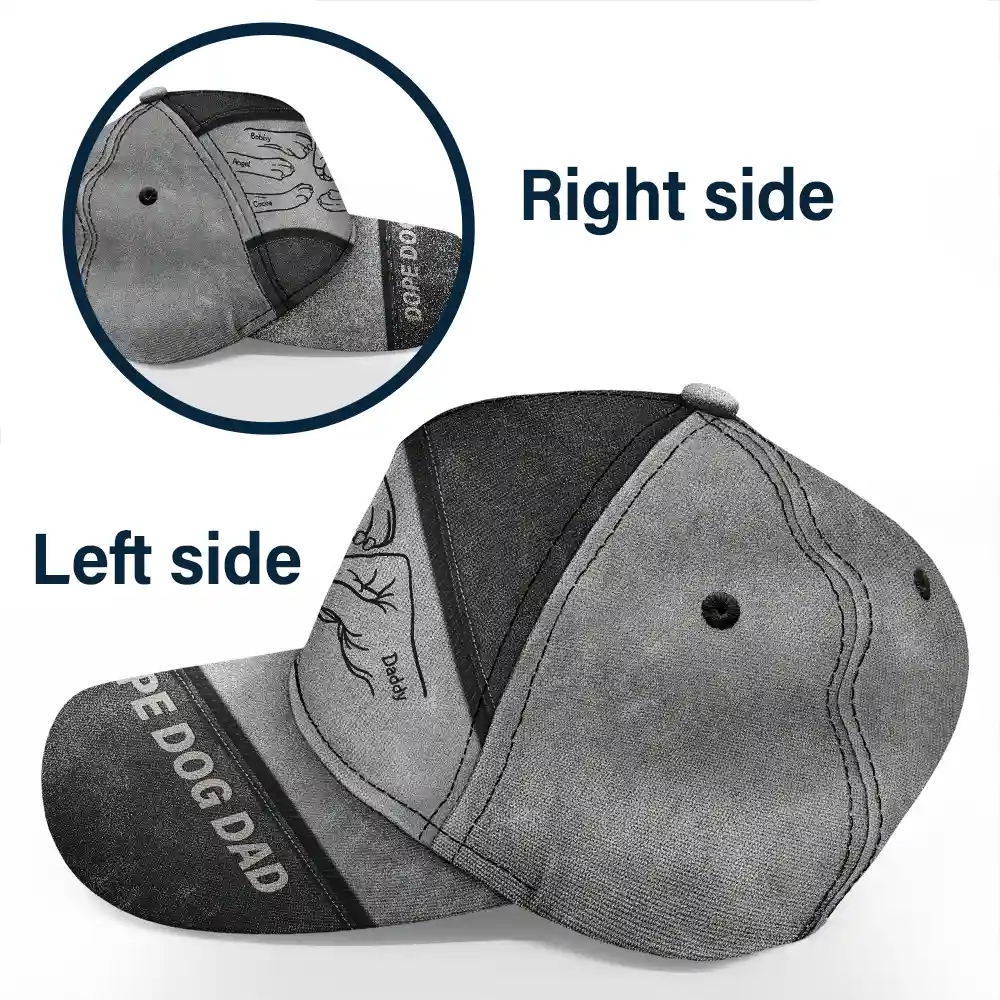 Dope Dog Dad Hand Paw Sketch - Personalized Classic Cap - Image 3