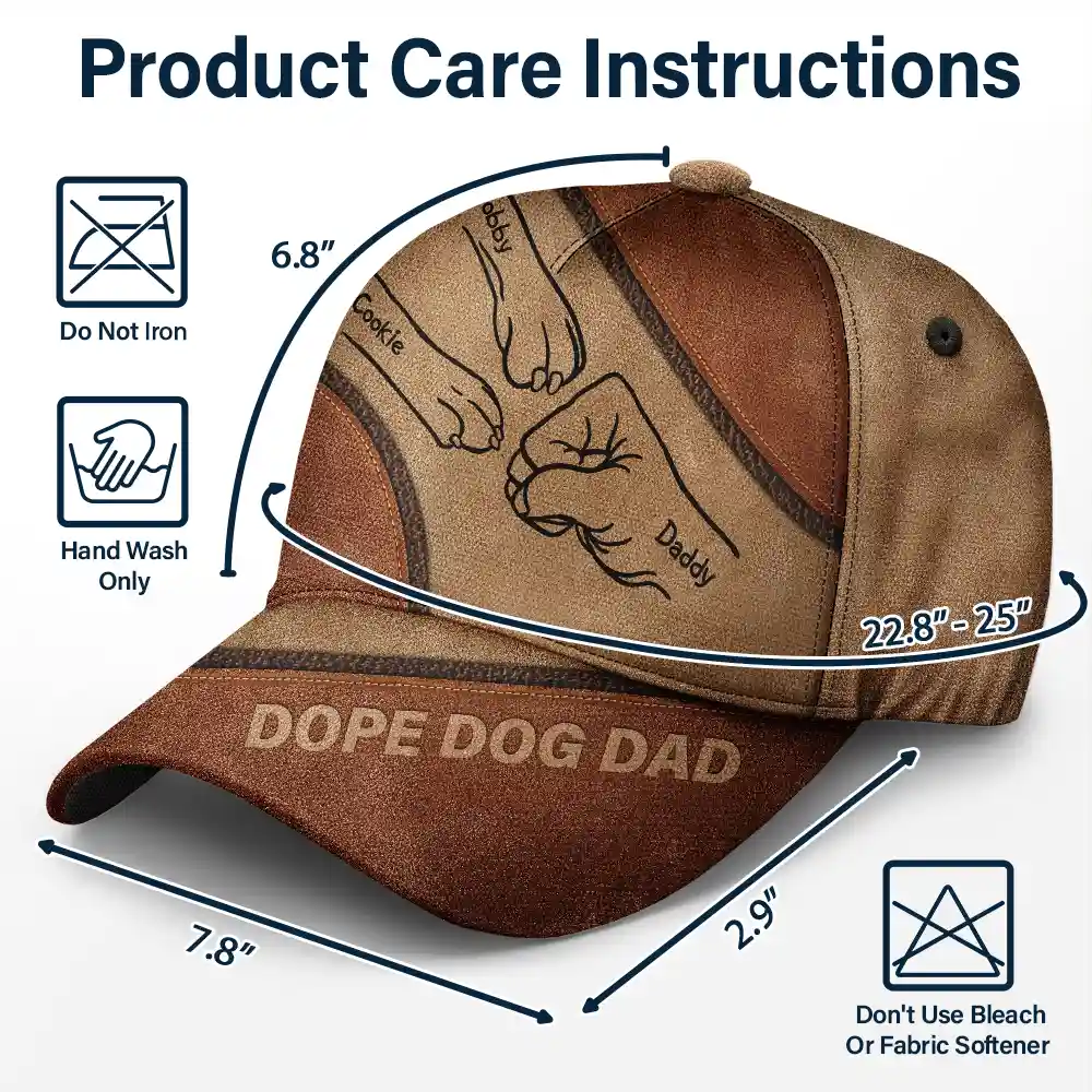 Dope Dog Dad Hand Paw Sketch - Personalized Classic Cap - Image 6