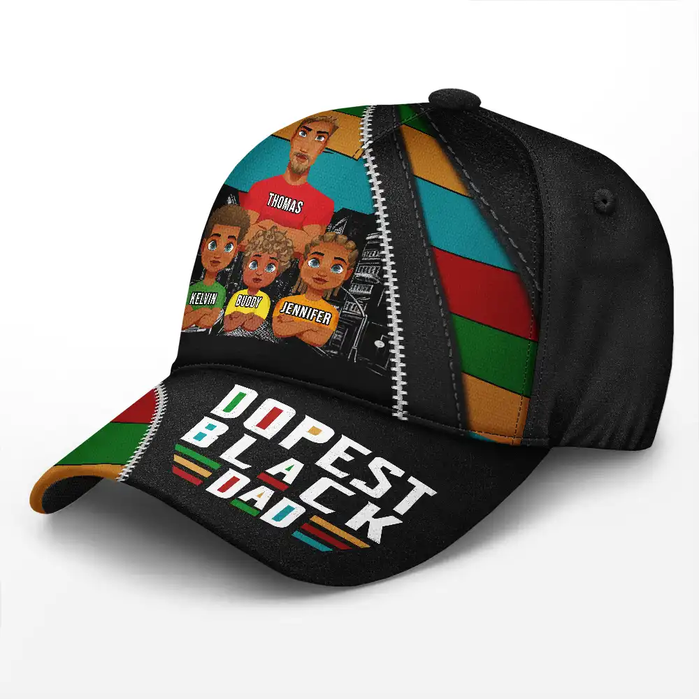 Dopest Black Dad - Personalized Classic Cap - Image 2