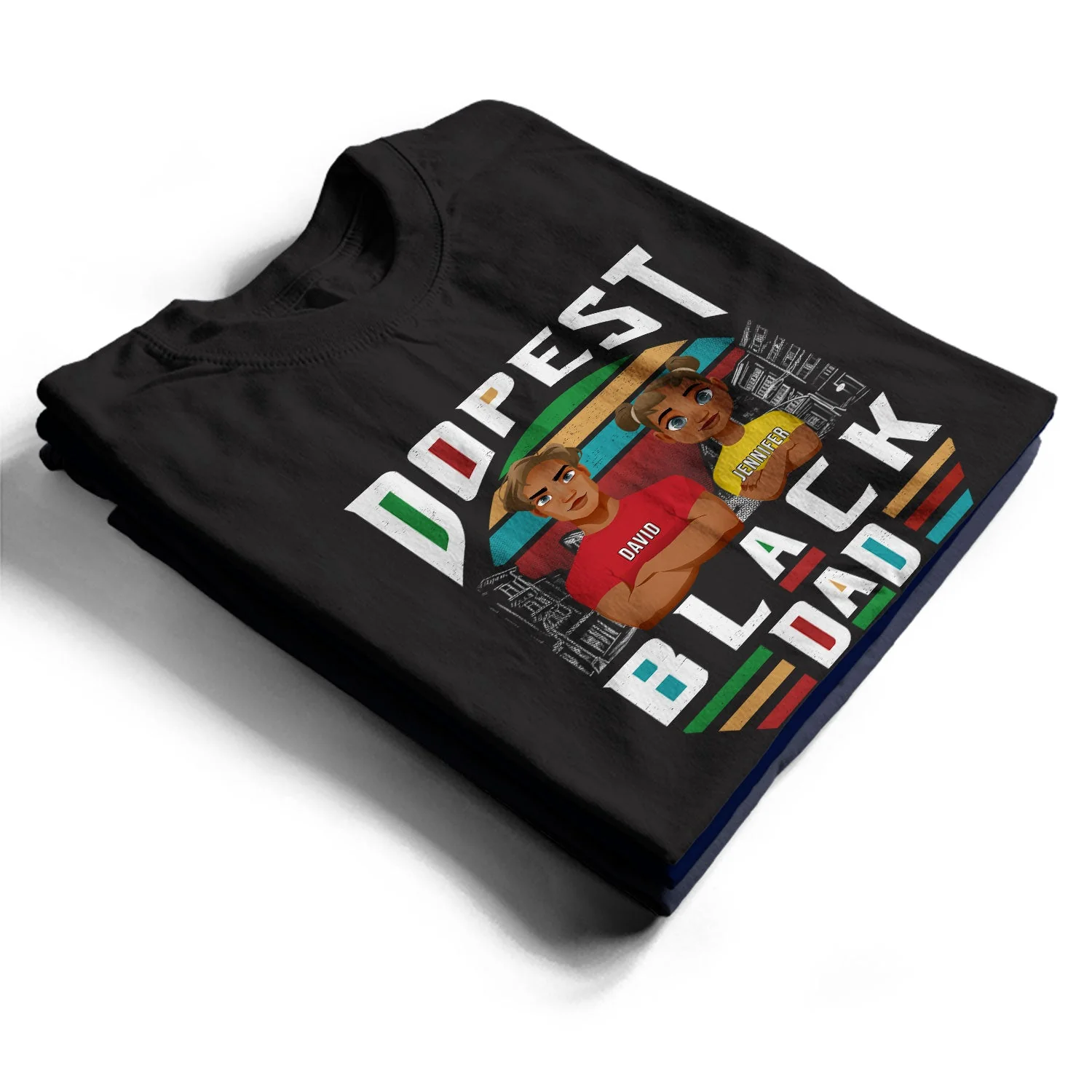 Dopest Black Dad - Personalized T Shirt - Image 2