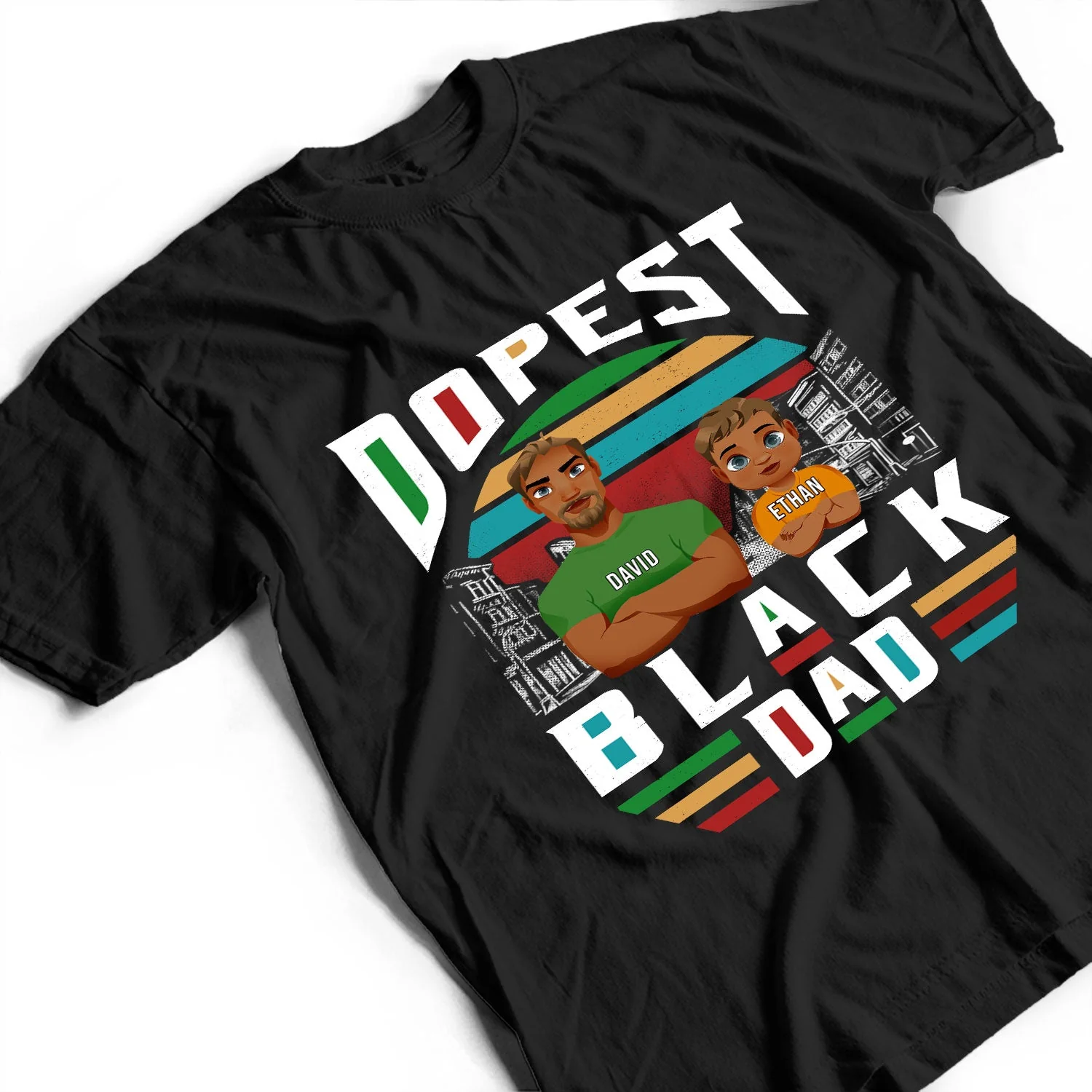 Dopest Black Dad - Personalized T Shirt - Image 3