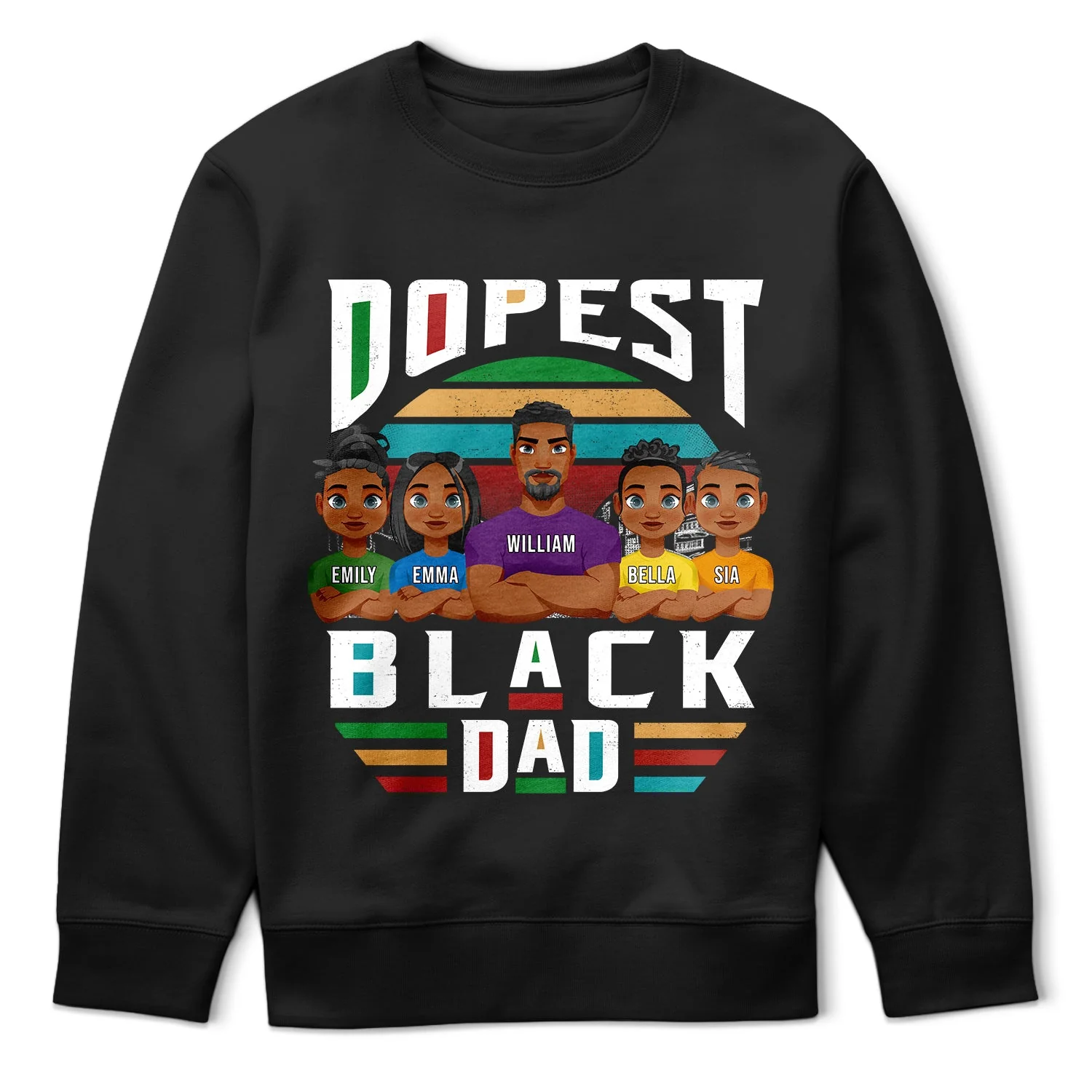 Dopest Black Dad - Personalized T Shirt - Image 5