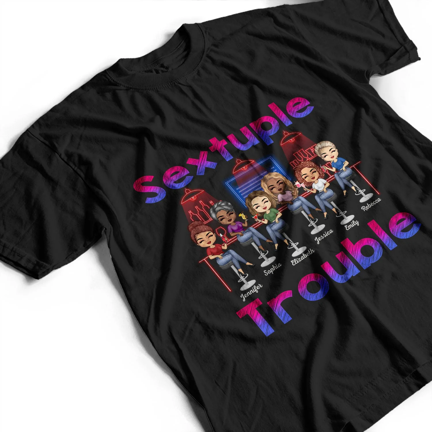 Double Trouble Bar Party BFF - Anniversary, Birthday Gift For Besties, Best Friends - Personalized Custom T Shirt - Image 3