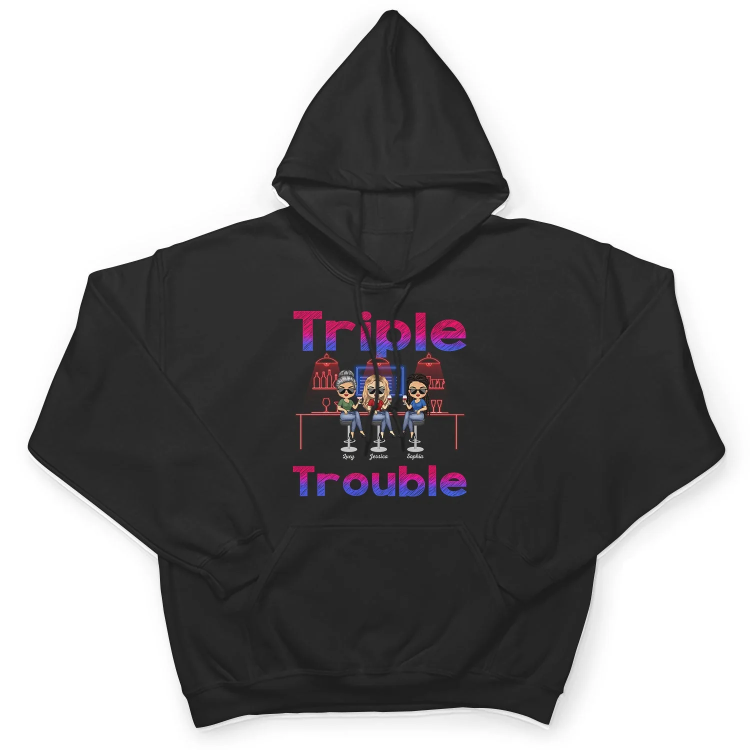 Double Trouble Bar Party BFF - Anniversary, Birthday Gift For Besties, Best Friends - Personalized Custom T Shirt - Image 4