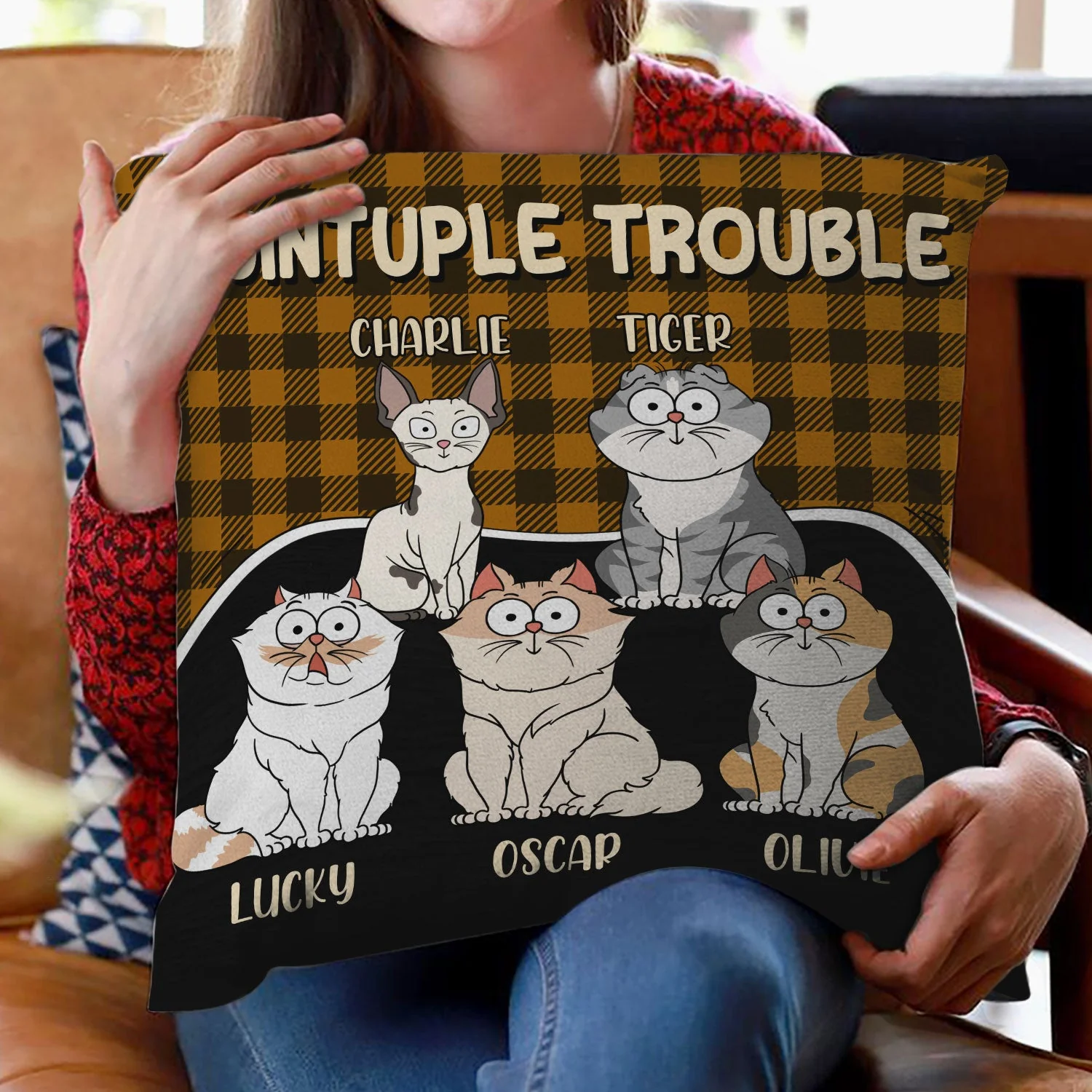 Double Trouble - Gift For Cat Lovers - Personalized Pillow - Image 2