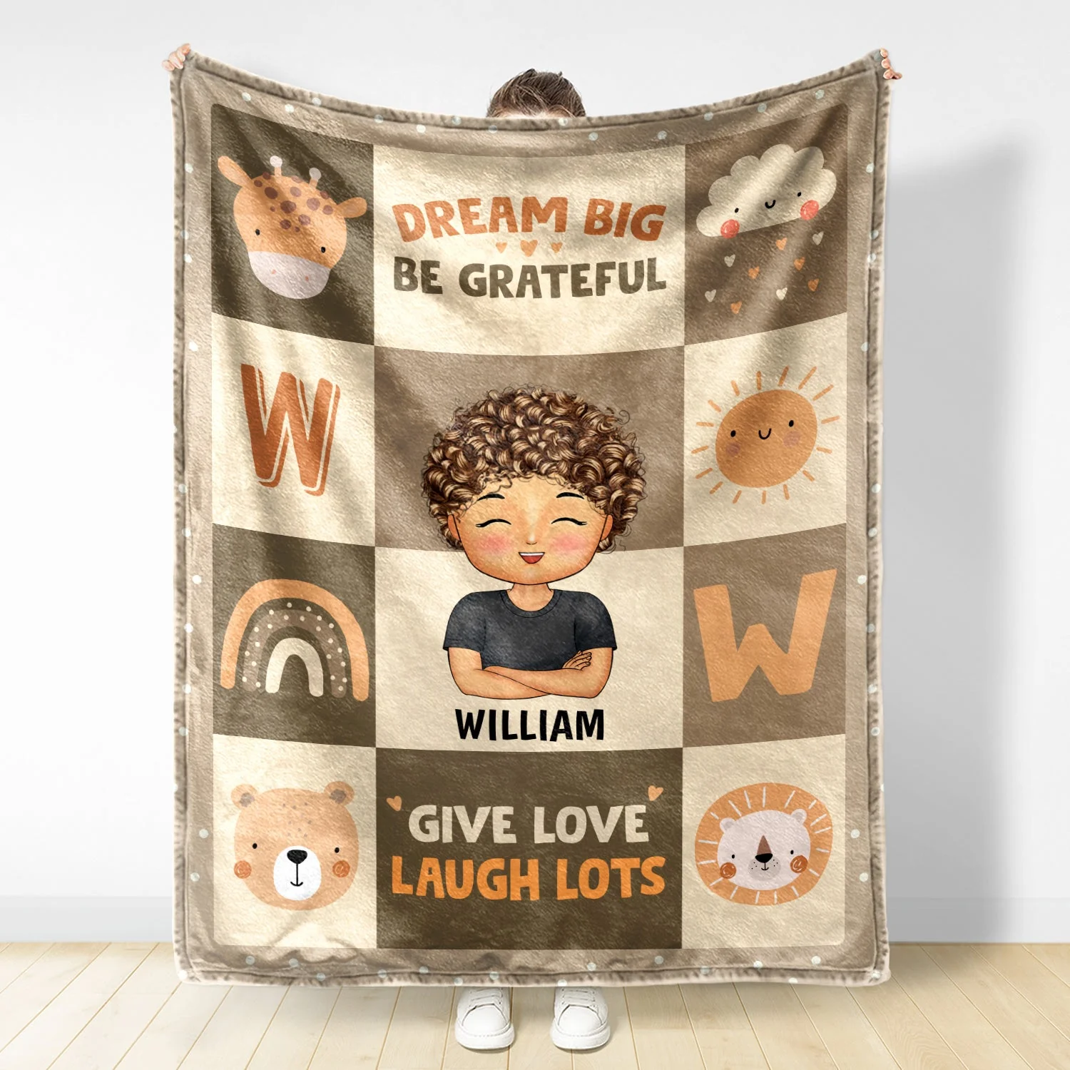 Dream Big Be Grateful Give Love Laugh Lots - Gift For Kids, Back To School Gift - Personalized Fleece Blanket - Image 2